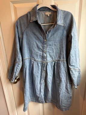 Habitual Light Blue Denim Snap-Front Shirt Dress 100% cotton medium